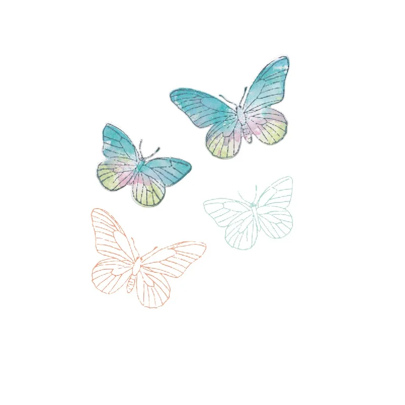 Sizzix A5 Clear Stamps Set 8PK w/2PK Framelits Die Set Painted Pencil Butterflies by 49 and Market