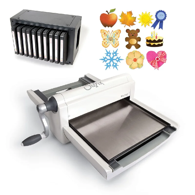 Sizzix Big Shot Pro Starter Set with Sizzix Bigz Teacher's Favorites Set (10 dies) and Storage Rack