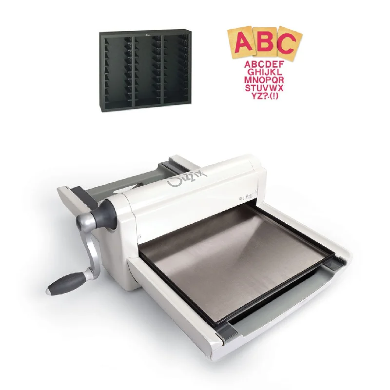 Sizzix Big Shot Pro Starter Set with SureCut 4" Block Capital (23 dies) and Storage Rack