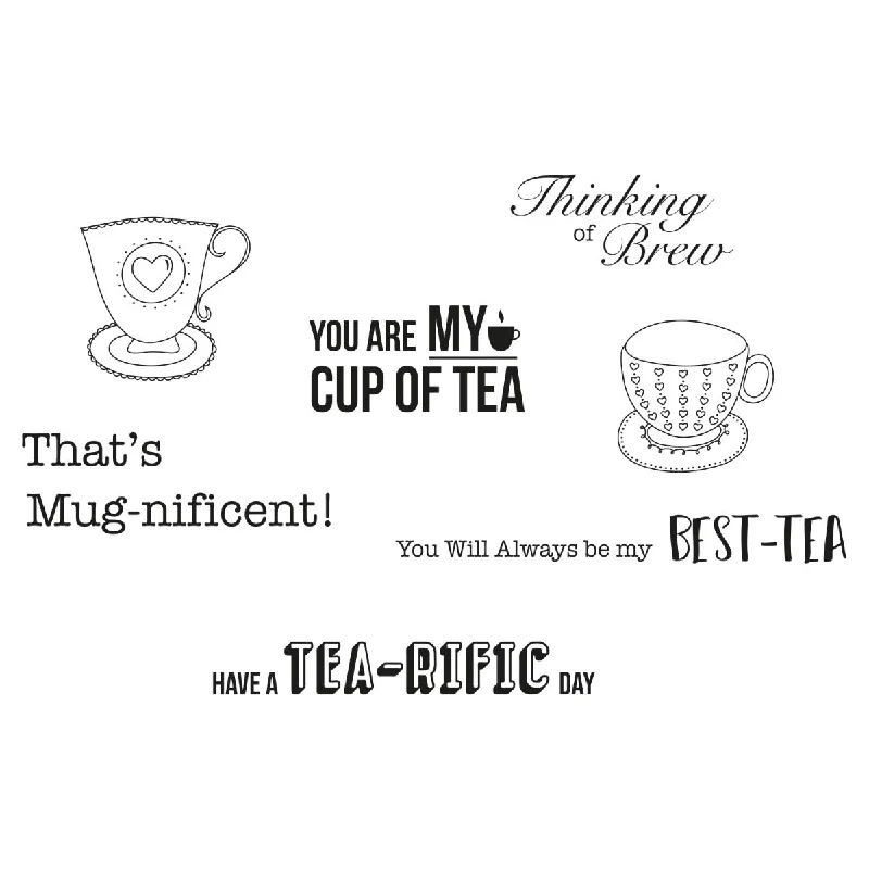 Sizzix Clear Stamps Set 7PK - Tea-rific