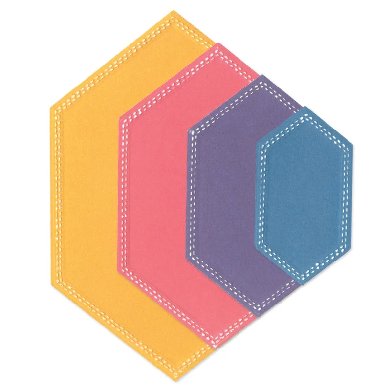 Sizzix Framelits Die Set 10PK -  Fanciful Framelits, Belinda Stitched Hexagons by Stacey Park