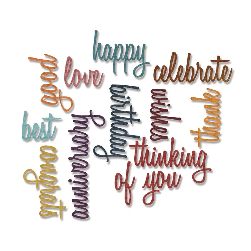 Sizzix Thinlits Die Set 13PK - Celebration Words: Script by Tim Holtz