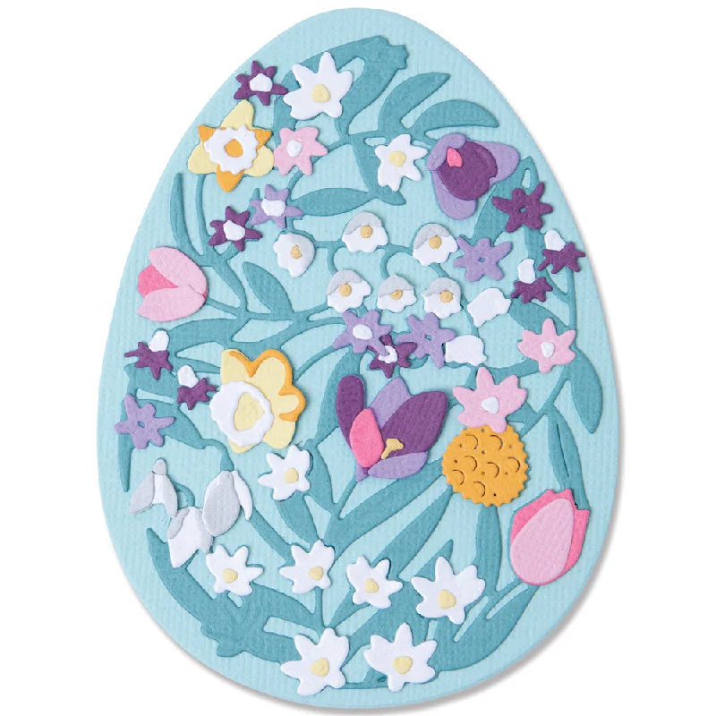 Sizzix Thinlits Die Set 15PK - Intricate Floral Easter Egg