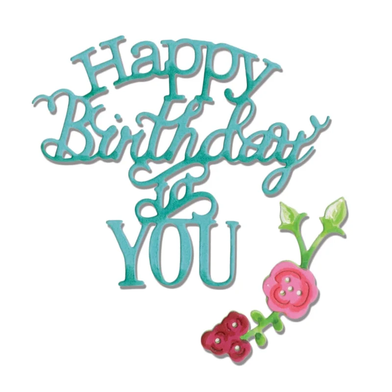 Sizzix Thinlits Die Set 3PK - Phrase, Happy Birthday to You