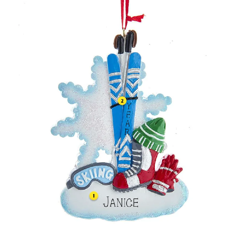 Personalized Ski Equipment Ornament