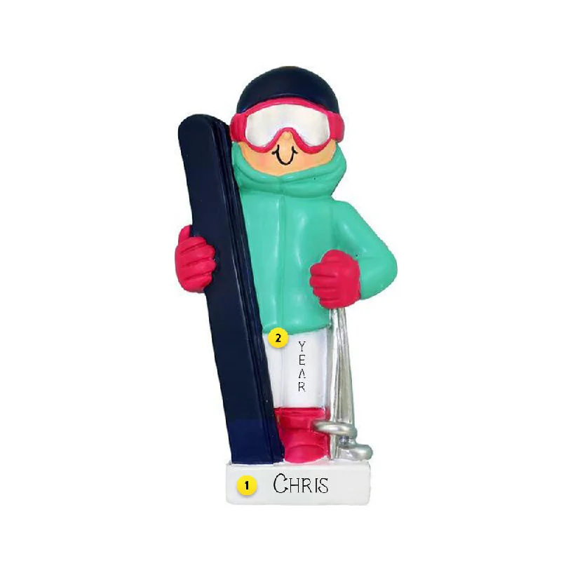 Personalized Skier Ornament - Female