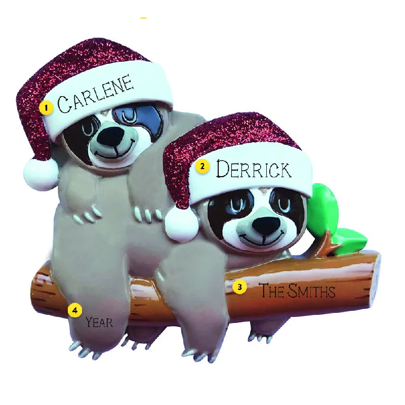 Personalized Sloth Couple Christmas Ornament