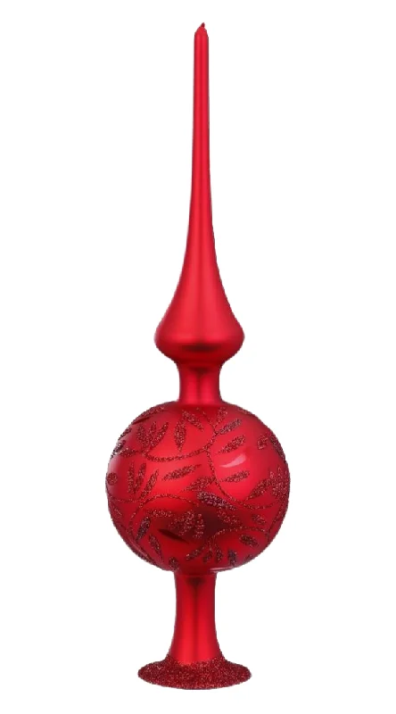 Delights Finial Tree Topper, red matte, 9.9" by Inge Glas of Germany