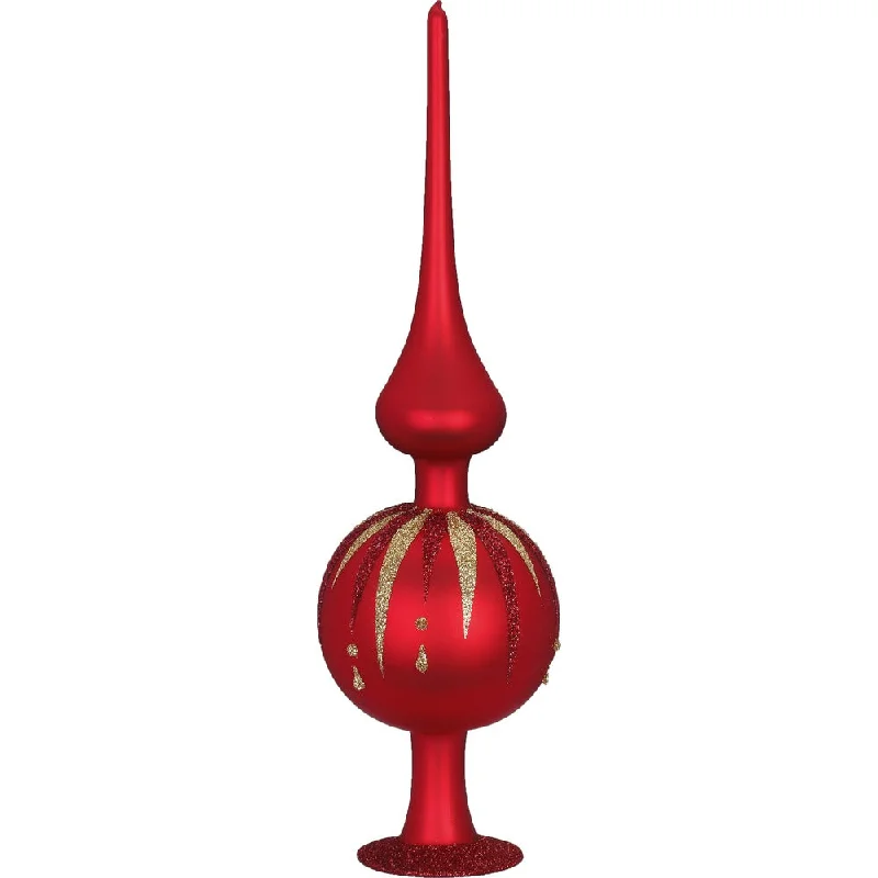 Rainy Stars Tree Topper, red matte, 9.9" by Inge Glas of Germany