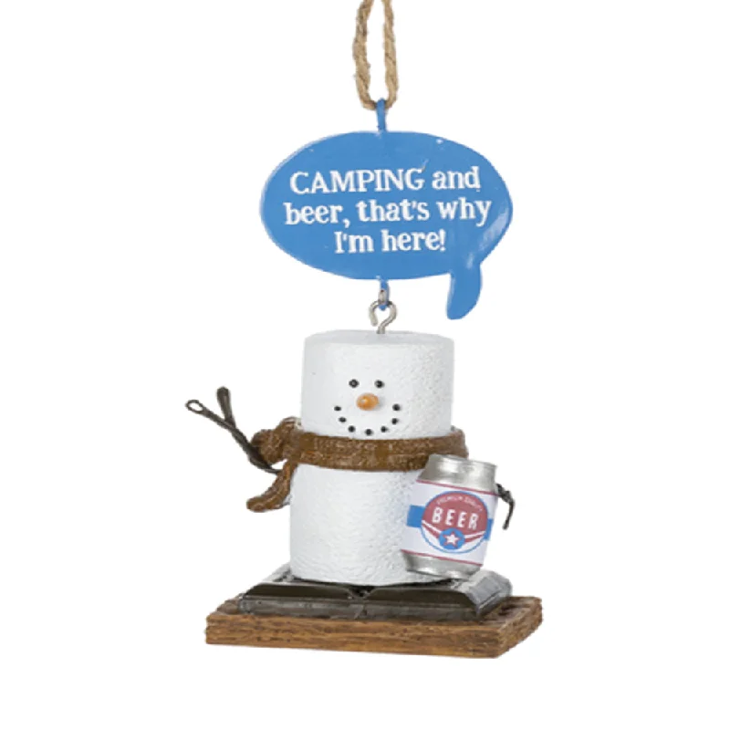 S'mores Camping and Beer Ornament