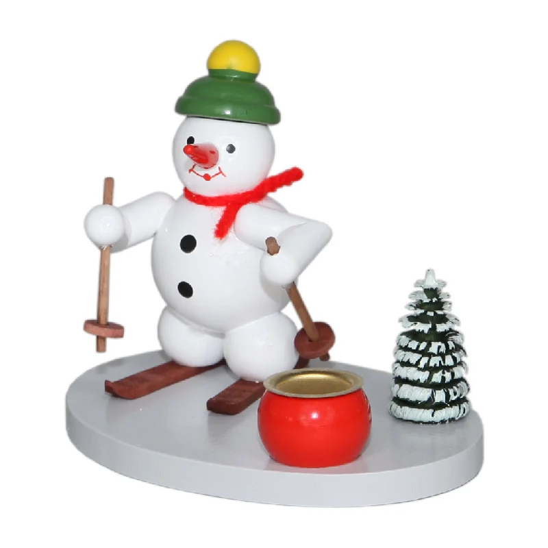 Snowman with skis candleholder by Volker Zenker