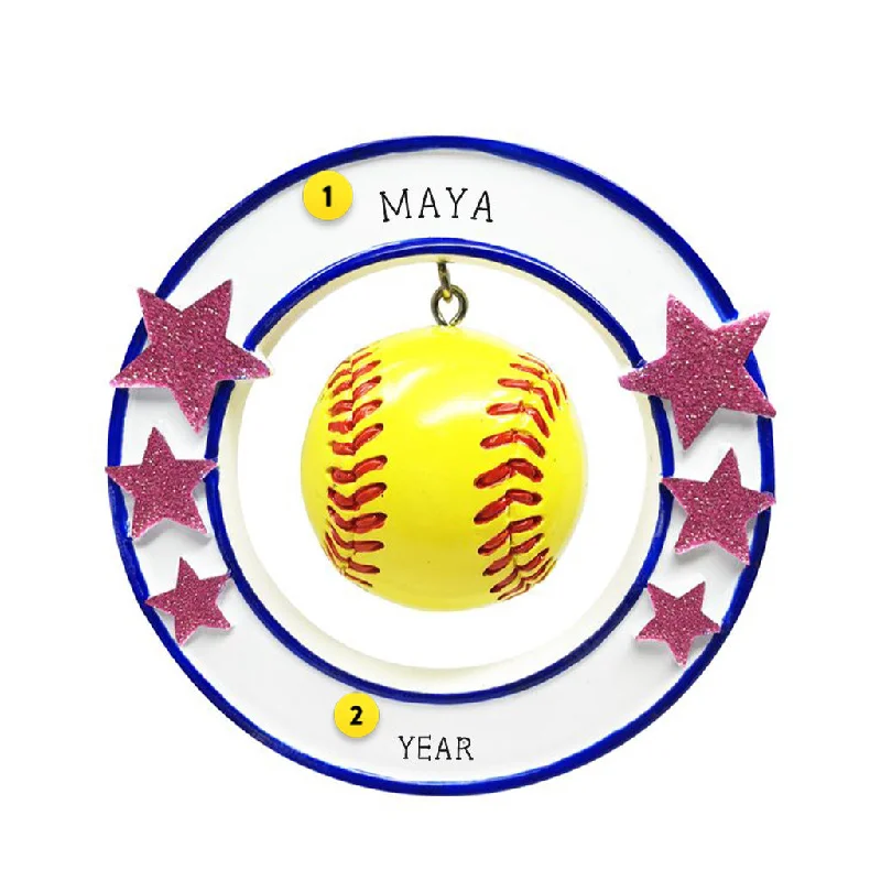 Personalized 3D Softball Ornament