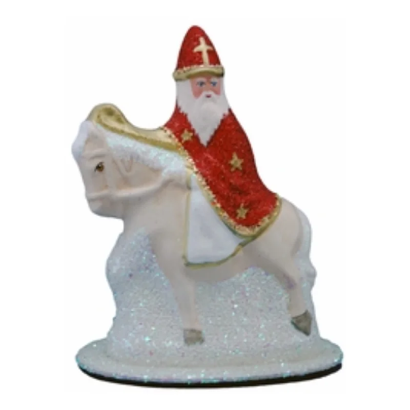 St. Nick on Horse Paper Mache Candy Container by Ino Schaller