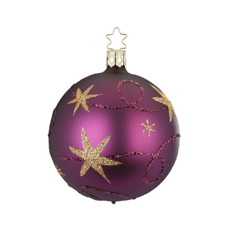 Star Ribbon Ornament, grape matte, 8cm by Inge Glas of Germany