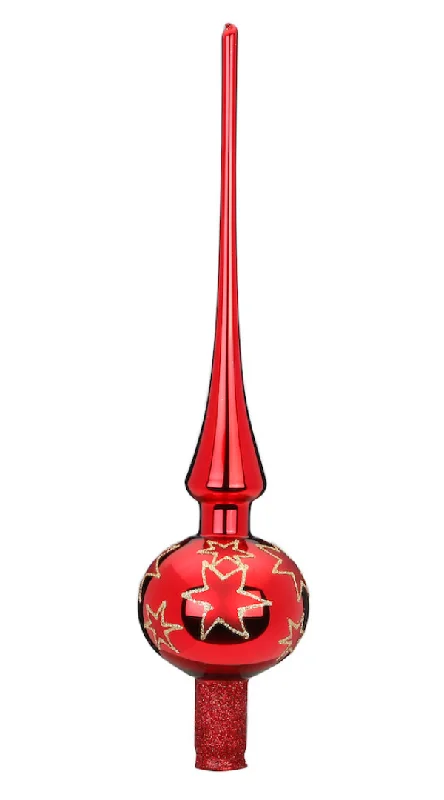 Stars of Christmas Tree Topper, red shiny, 11.9" by Inge Glas of Germany