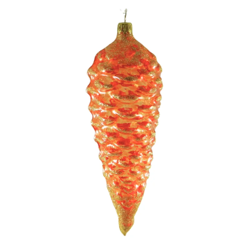 12 cm Pinecone, translucent orange by Glas Bartholmes