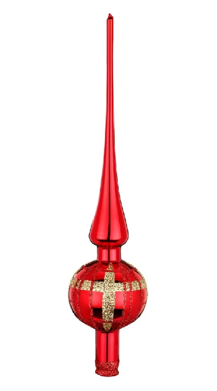 Twisted Lines Tree Topper, red shiny by Inge Glas of Germany