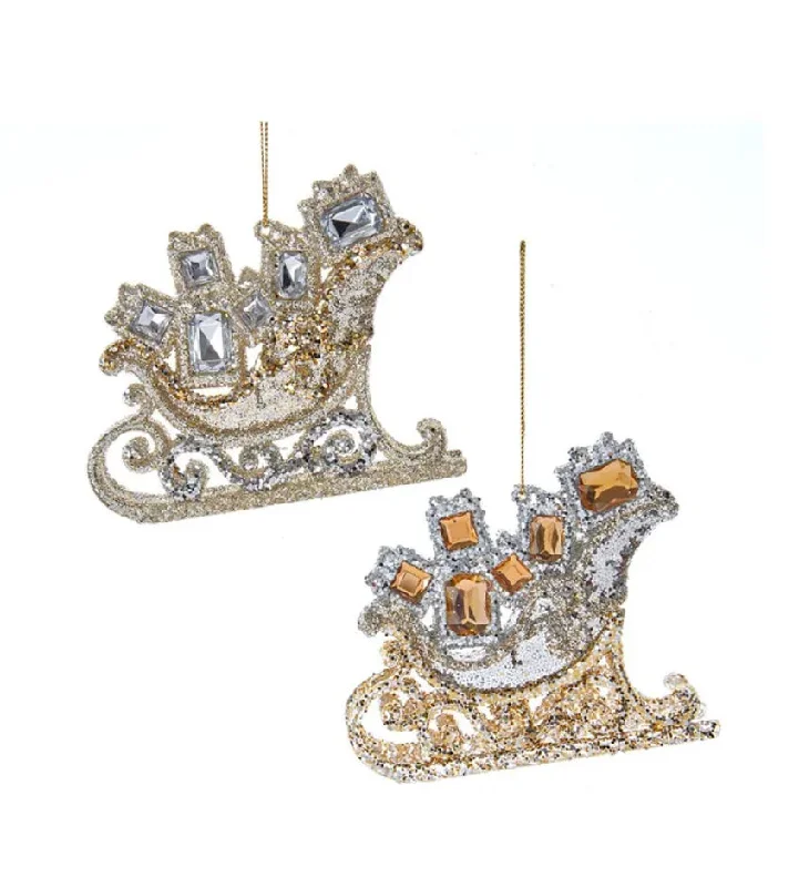 Light Gold/Silver Embellished Sled Ornament (sold individually)