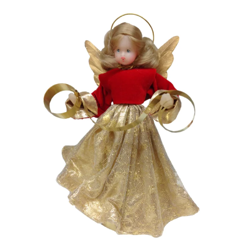 Wax Angel with Red and Gold Dress by Margarete and Leonore Leidel in Iffeldorf