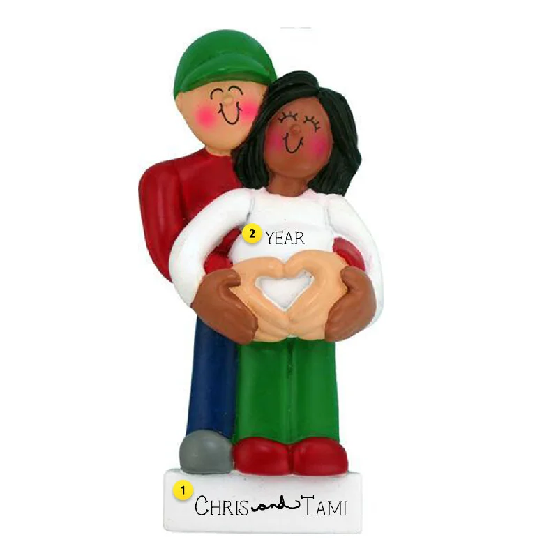 Personalized We're Expecting Couple Ornament, Male with African American Female