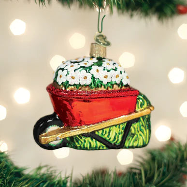 Wheelbarrow Glass Ornament