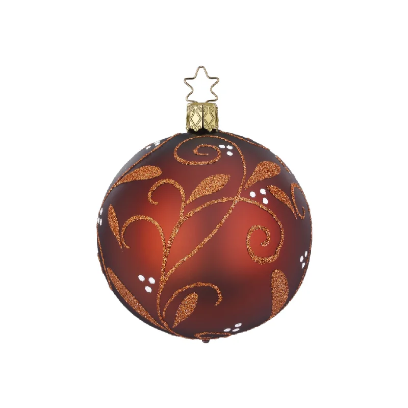 Winter Berries Ball, nougat matte, 8cm by Inge Glas of Germany