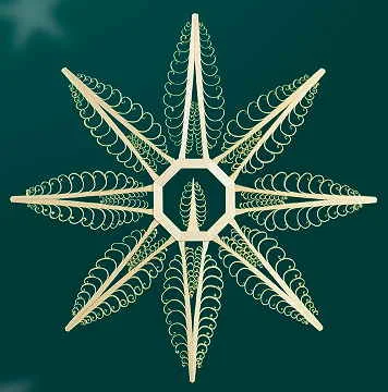 Wood Star with Small Shaved Tree in Center Wall or Window Decoration by Martina Rudolph